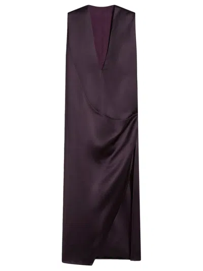 Sportmax Wraparound Satin Dress Side Slit In Multi