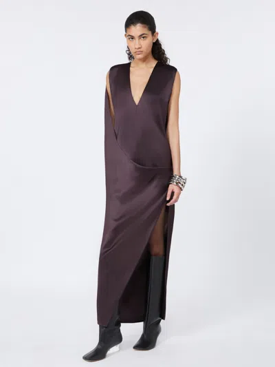 Sportmax Wraparound Satin Dress Side Slit In Multi