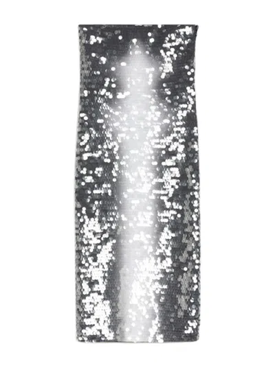 Sportmax Sequinned Jersey Dress In Silver