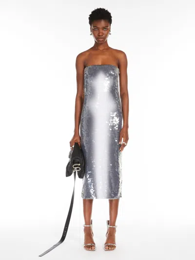 Sportmax Sequinned Jersey Dress In Silver