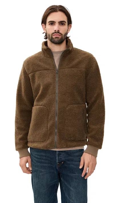 Rails Clark Sherpa Bomber Jacket Lichen In Brown