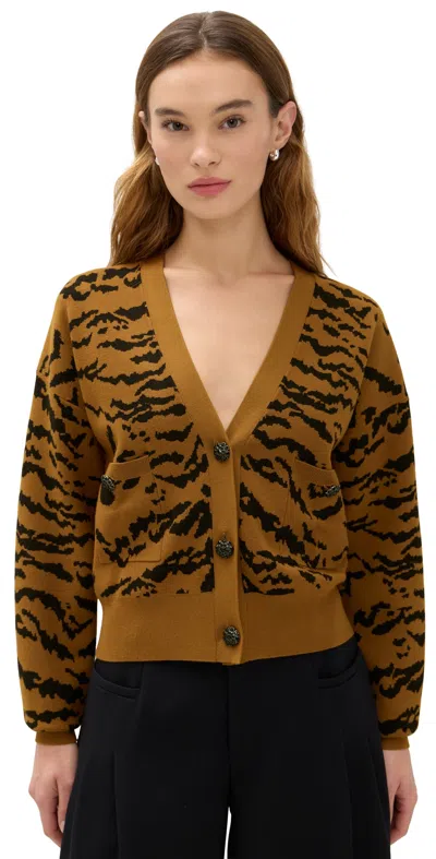 Essentiel Antwerp Icali Zebra Cardigan Combo1 Cinnamon Rufous In Brown