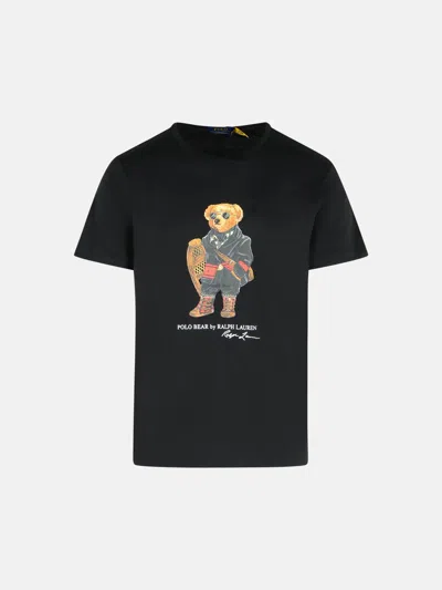 Polo Ralph Lauren Mens Fa25 Black Holiday Bear Bear-print Short-sleeve Cotton T-shirt In Black