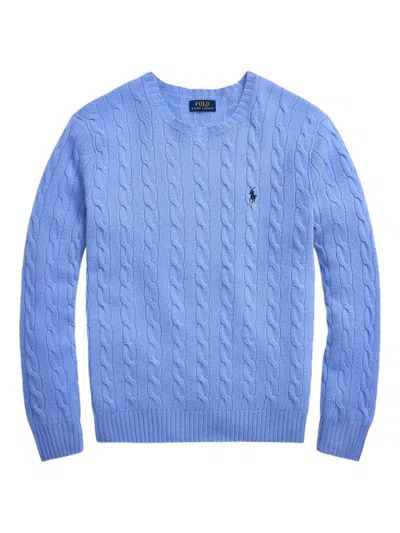 Polo Ralph Lauren Cable-knit Wool-cashmere Jumper In Blue
