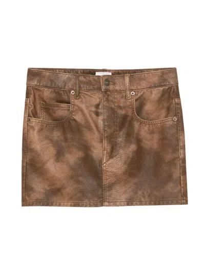 Isabel Marant Étoile Textured Five-pocket Skirt Belt Loops In Brown
