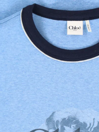 Chloé Chloè Logo Cotton T Shirt In Blue