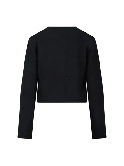 Dunst Black Crewneck Jacket With Contrasting Jewel Buttons In Black