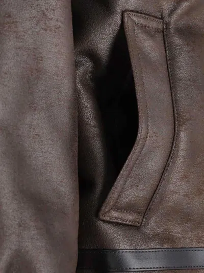 Dunst Loose Fit Shearling Collar Jacket With Buckle Hem In Multi