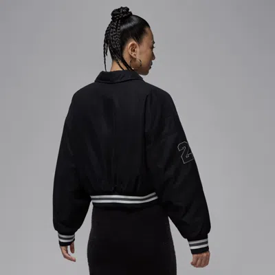 Air Jordan (wmns)  Brooklyn Therma-fit Varsity Jacket 'black' In Animal Print