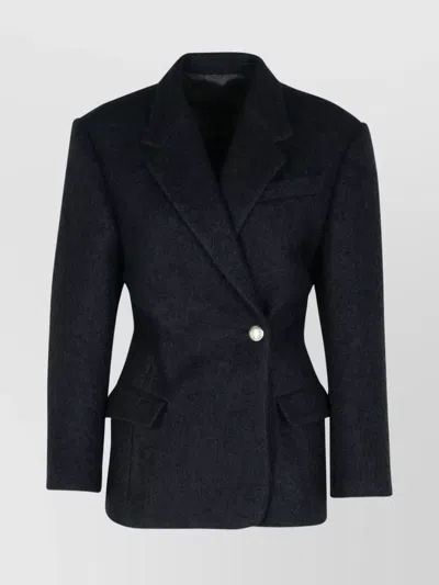 Isabel Marant Wool Blend Jacket Notched Lapels Flap Pockets In Black