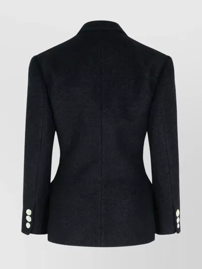 Isabel Marant Wool Blend Jacket Notched Lapels Flap Pockets In Black