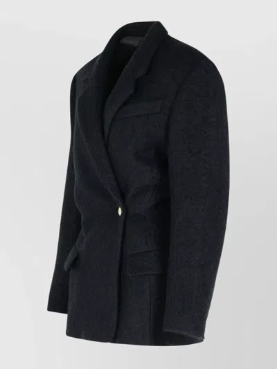 Isabel Marant Wool Blend Jacket Notched Lapels Flap Pockets In Black