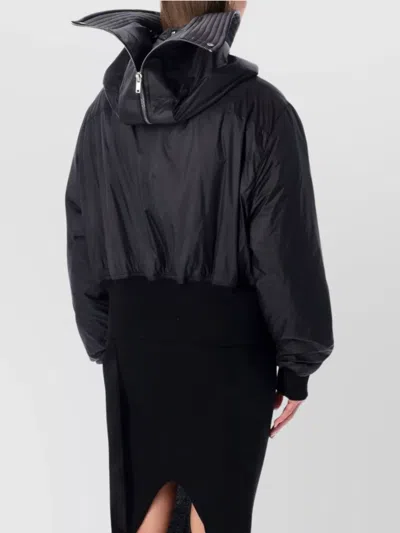 Rick Owens Drkshdw Cropped Parka With Drawstring And Hood In Animal Print