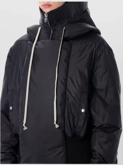 Rick Owens Drkshdw Cropped Parka With Drawstring And Hood In Animal Print