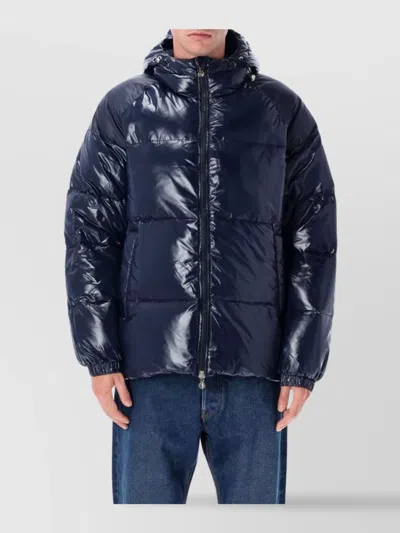 Pyrenex Hooded Polyamide Jacket With Fitted Silhouette In Blue