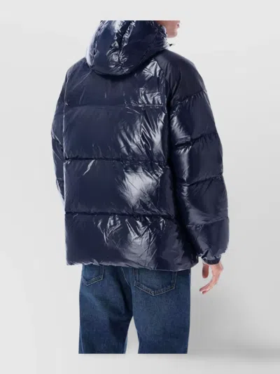 Pyrenex Hooded Polyamide Jacket With Fitted Silhouette In Blue