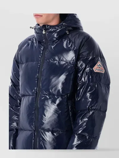 Pyrenex Hooded Polyamide Jacket With Fitted Silhouette In Blue