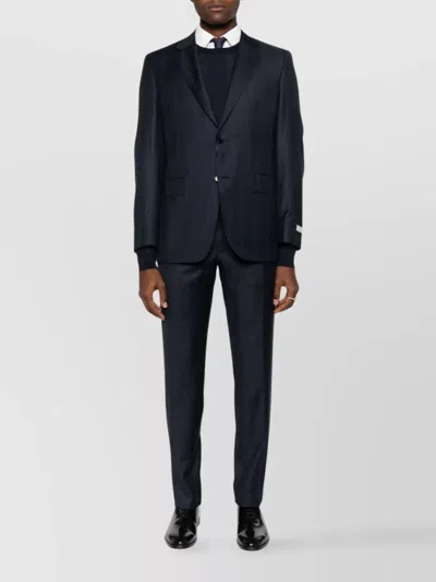 Tagliatore Fitted Crew Neck Long Sleeve Pullover In Blue