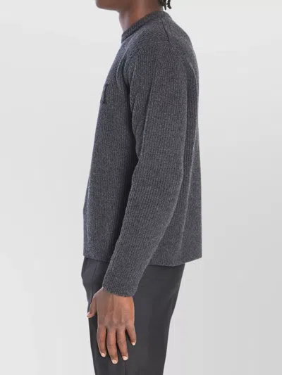 Gucci Grey Crewneck Sweater With Logo Lettering Embroidery On The Front In Wool Man In Gray