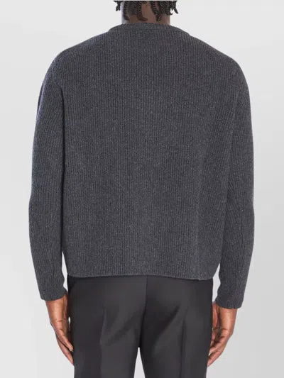 Gucci Grey Crewneck Sweater With Logo Lettering Embroidery On The Front In Wool Man In Gray