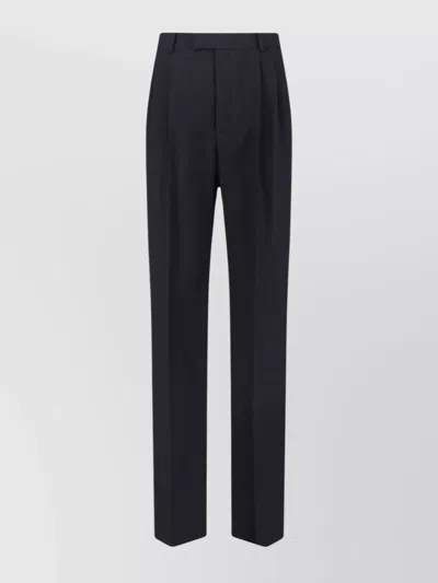 Saint Laurent Straight Trousers With Pleats And Pockets In Multi