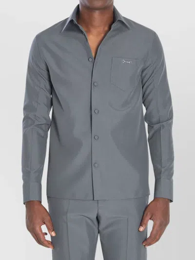Gucci Technical Fabric Shirt Featuring Horsebit Detail In Gray