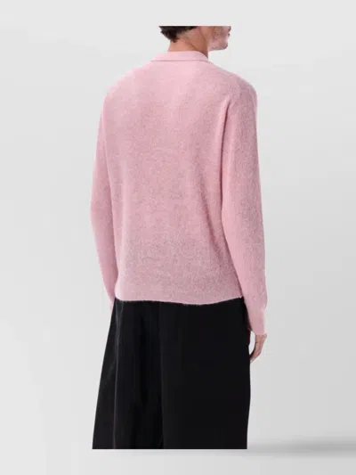 Auralee Baby Suri Alpaca Sheer Knit Skipper Polo In Pink