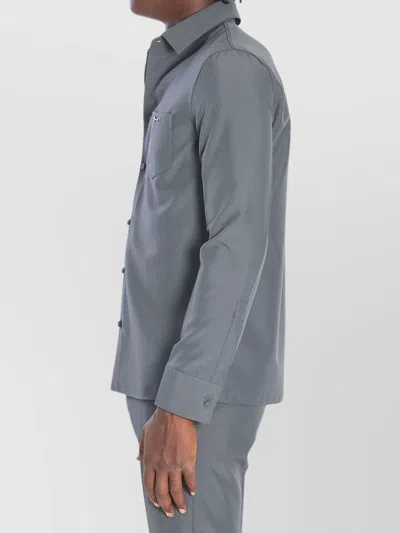 Gucci Technical Fabric Shirt Featuring Horsebit Detail In Gray