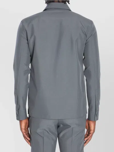 Gucci Technical Fabric Shirt Featuring Horsebit Detail In Gray