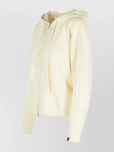 Max Mara Hooded Cashmere Yarn Cardigan Drawstring In Animal Print