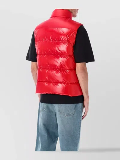 Pyrenex High Collar Sleeveless Puffer Vest In Animal Print