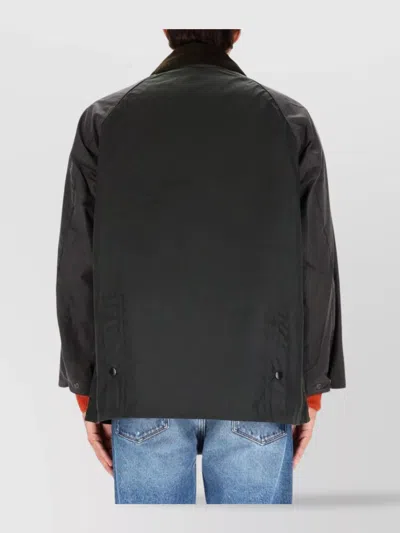 Barbour Patchwork Wax Jacket Contrast Collar In Burgundy