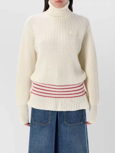 Chloé Oversized Wool And Mohair Knit Turtleneck Jumper In Neutral