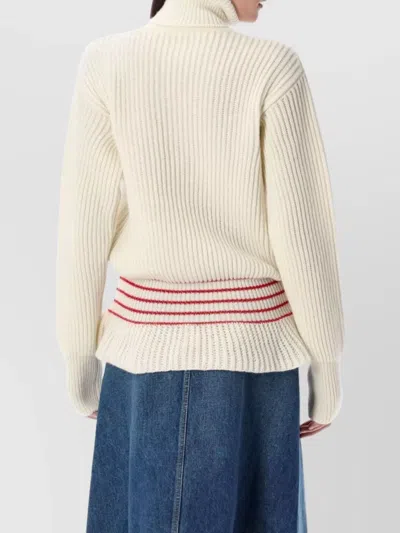 Chloé Oversized Wool And Mohair Knit Turtleneck Jumper In Neutral