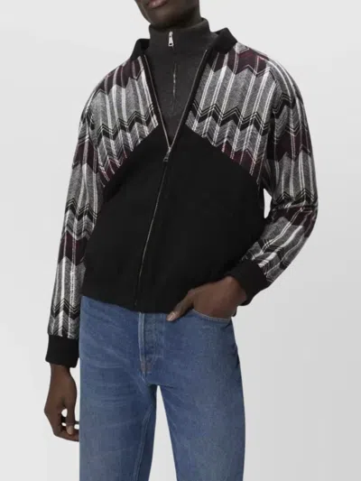 Missoni Bomberjacke Mit Zickzack-einsatz Aus Wollmischung In Multi