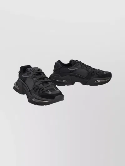 Dolce & Gabbana Airmaster Black Calf Leather Blend Sneakers In Black