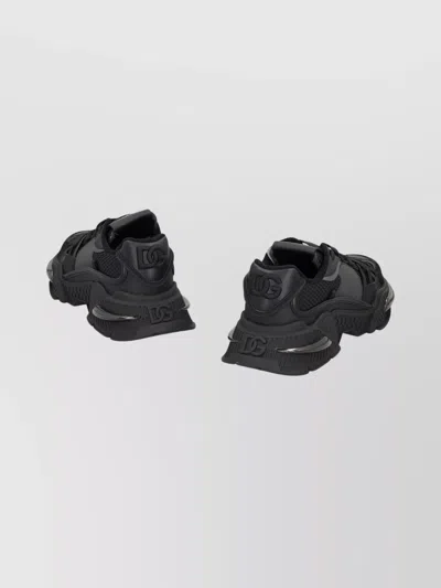 Dolce & Gabbana Airmaster Black Calf Leather Blend Sneakers In Black