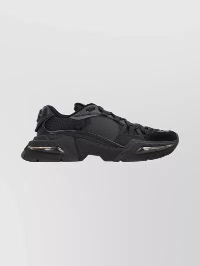 Dolce & Gabbana Airmaster Black Calf Leather Blend Sneakers In Black