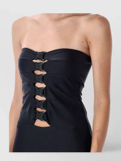 Coperni Strapless Fitted Midi Dress Buckle Accents In Multi