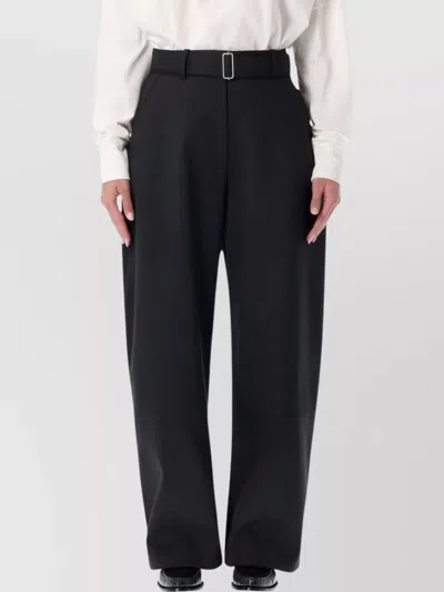 Studio Nicholson Doring Compact Viscose Pants With Belt In Black