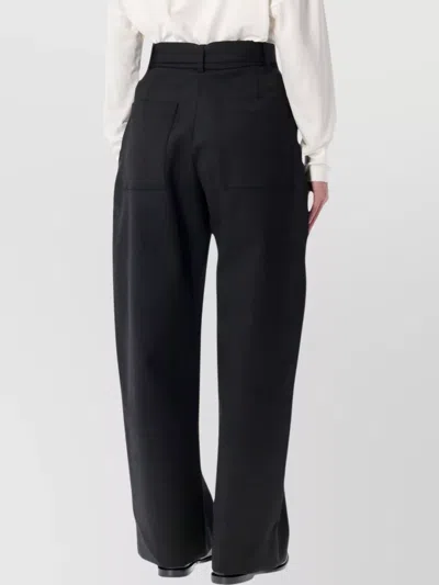 Studio Nicholson Doring Compact Viscose Pants With Belt In Black