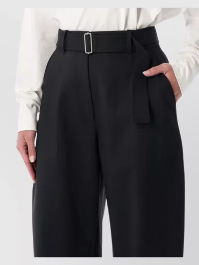 Studio Nicholson Doring Compact Viscose Pants With Belt In Black