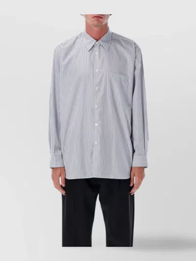 Comme Des Garçons Blue Cotton Striped Shirt In Blue