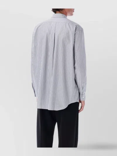 Comme Des Garçons Blue Cotton Striped Shirt In Blue
