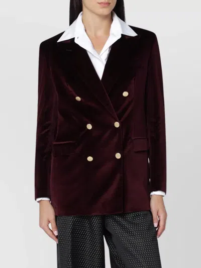 Tagliatore 'jasmine' Velvet Double-breasted Jacket In Burgundy
