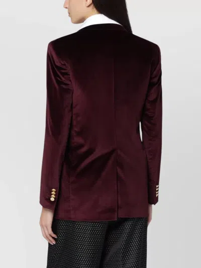 Tagliatore 'jasmine' Velvet Double-breasted Jacket In Burgundy