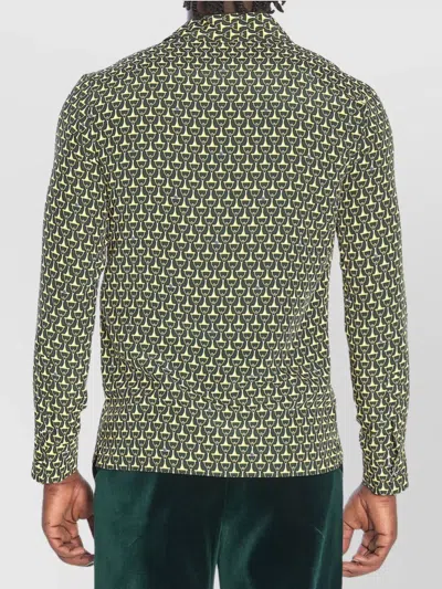 Gucci Horsebit Pattern Silk Long Sleeve Shirt In Green