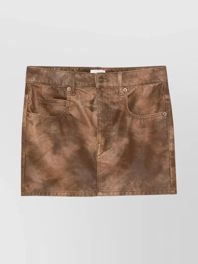 Isabel Marant Étoile Textured Five-pocket Skirt Belt Loops In Brown