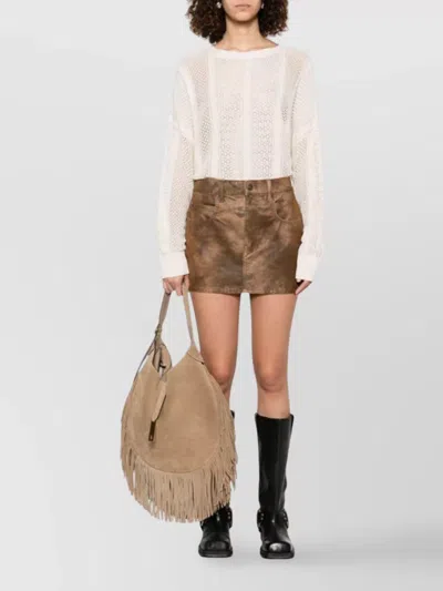 Isabel Marant Étoile Textured Five-pocket Skirt Belt Loops In Brown