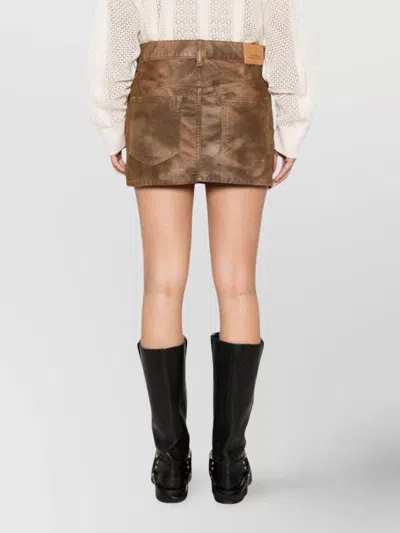Isabel Marant Étoile Textured Five-pocket Skirt Belt Loops In Brown